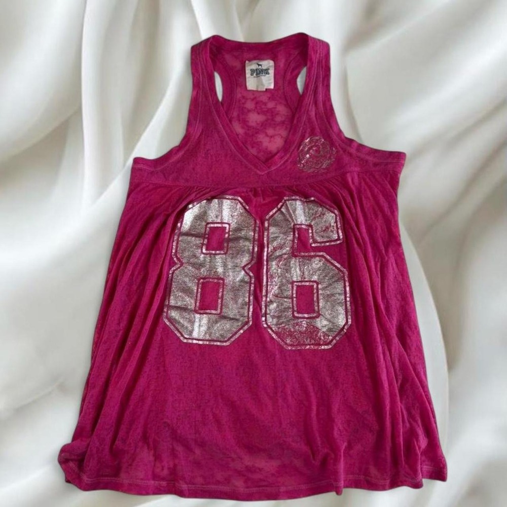 Y2K vintage 2008 Victoria's Secret PINK pink lace‎ racerback babydoll tank top